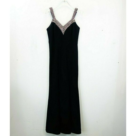 VINTAGE ROSE TAFT Black Evening Dress‎ MEDIUM Sweetheart Beaded Embellished - Picture 1 of 11
